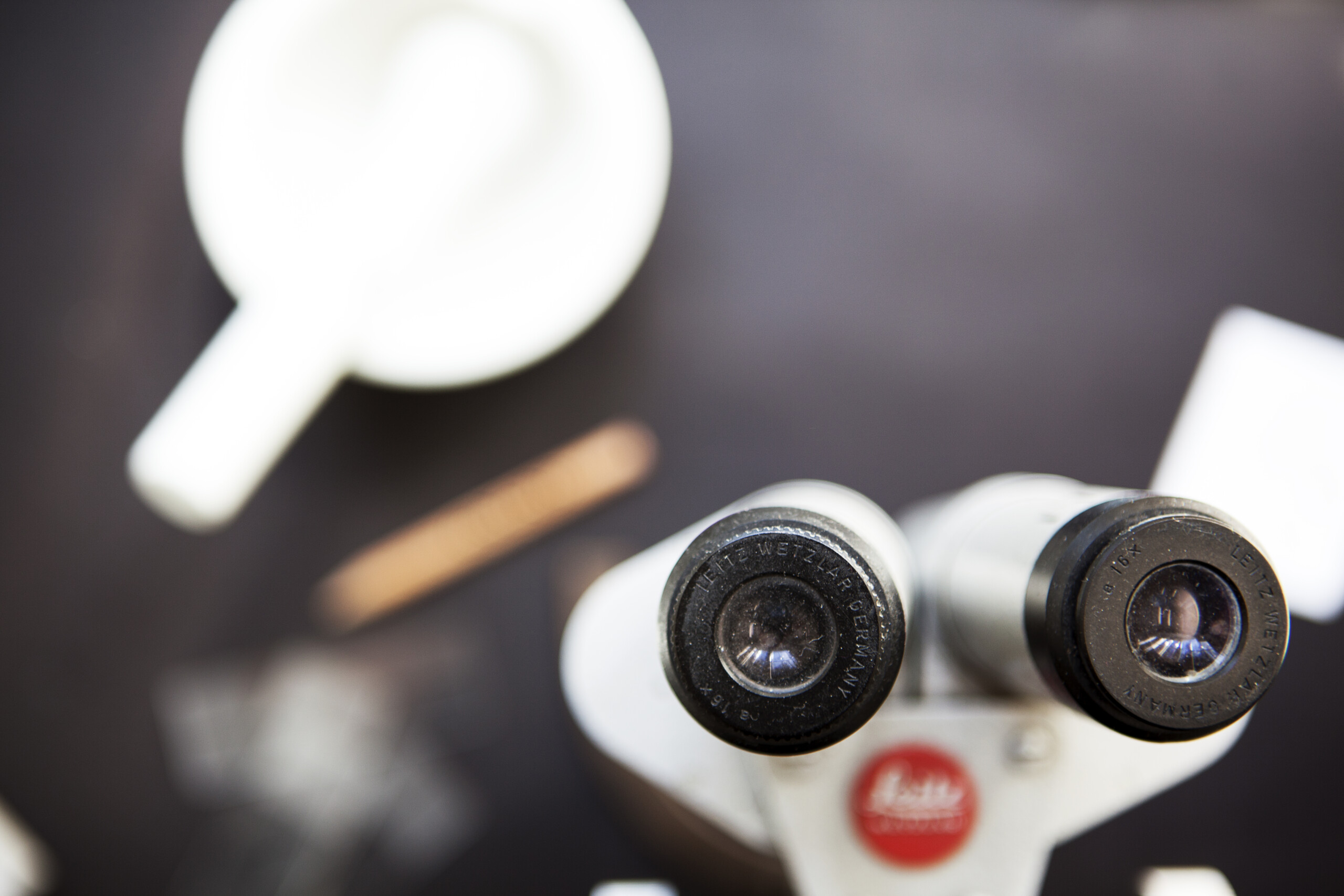 Close up of a microscope