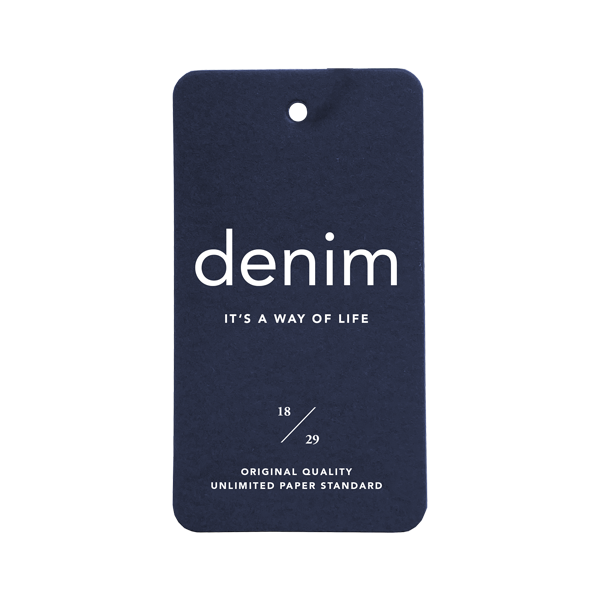 Denim Hangtag aus dunkelblauem Papier